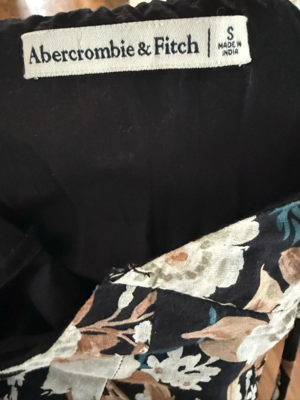 Abercrombie Low Back Babydoll Black Floral Spaghetti-Strap Tiered Maxi Dress